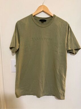All Saints Olive Green Embossed Logo Short Sleeve Tee